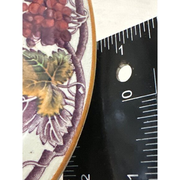 Festive Wood & Sons Saucer Plates England VINE Pattern Colorful Grapes Leaves - Picture 11 of 15